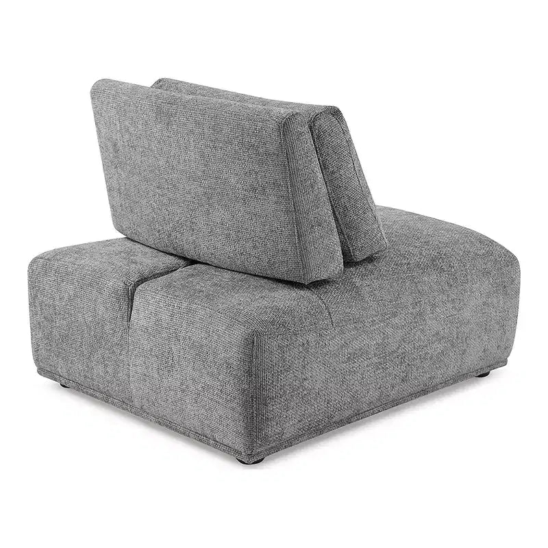HOMES: Inside + Out Chaise sans accoudoirs trapézoïdale modulaire moderne Povoa en chenille avec dossier extensible Gris