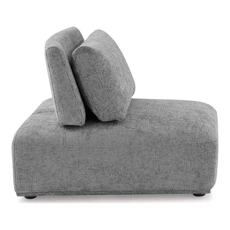 HOMES: Inside + Out Chaise sans accoudoirs trapézoïdale modulaire moderne Povoa en chenille avec dossier extensible Gris