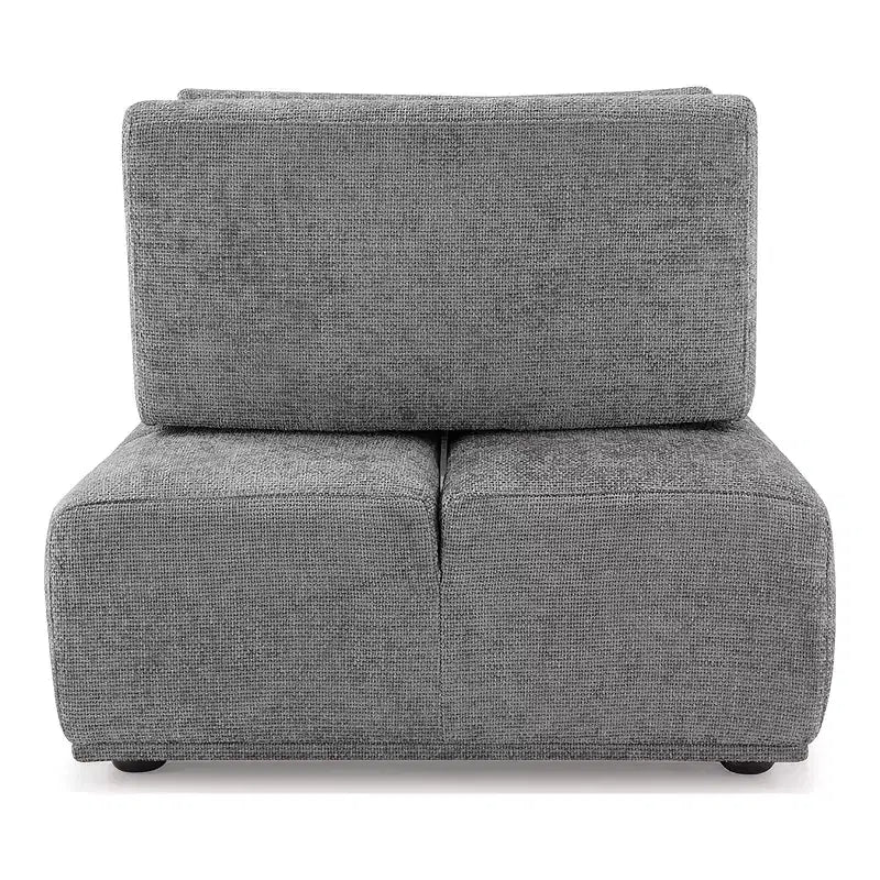 HOMES: Inside + Out Chaise sans accoudoirs trapézoïdale modulaire moderne Povoa en chenille avec dossier extensible Gris