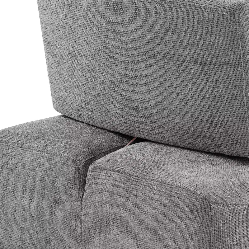HOMES: Inside + Out Chaise sans accoudoirs trapézoïdale modulaire moderne Povoa en chenille avec dossier extensible Gris