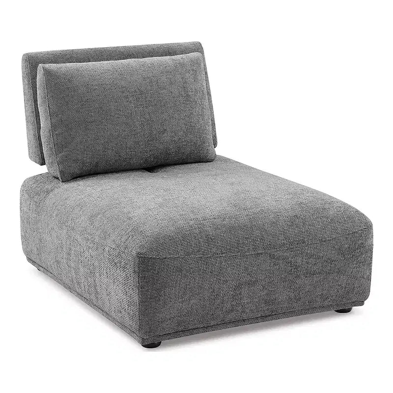HOMES: Inside + Out Chaise sans accoudoirs trapézoïdale modulaire moderne Povoa en chenille avec dossier extensible Gris