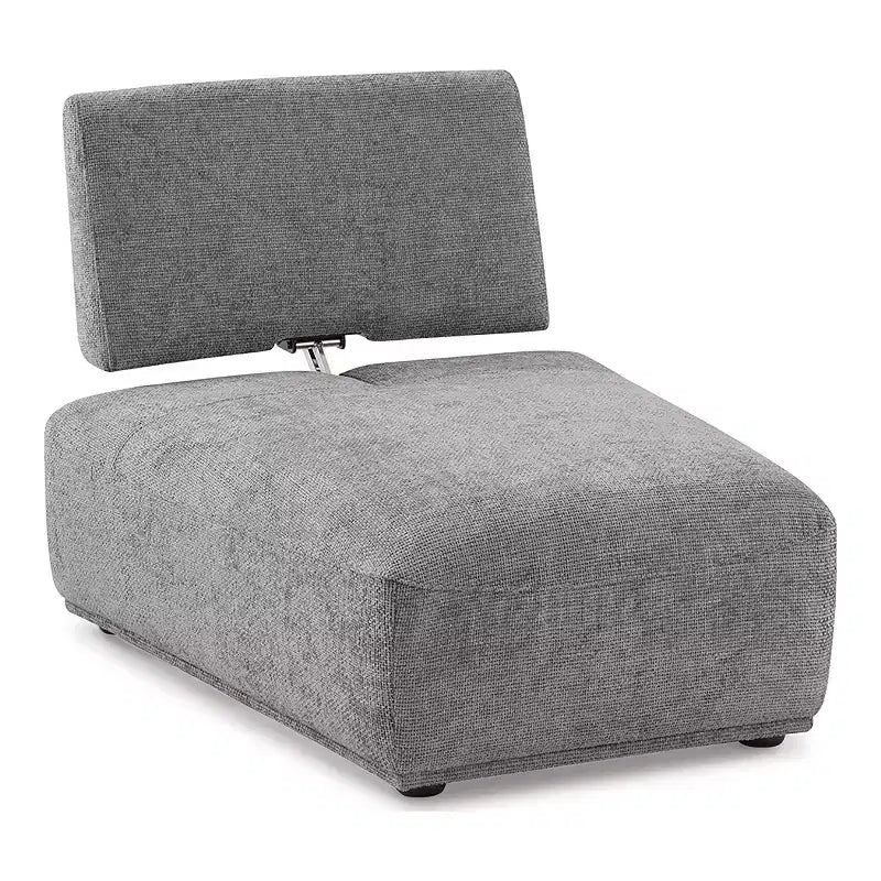 HOMES: Inside + Out Chaise sans accoudoirs trapézoïdale modulaire moderne Povoa en chenille avec dossier extensible Gris
