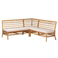 bali & pari 3pc Capella Rattan Dining Nook Banquette Set White/Light Honey: Handcrafted, Foam Cushioned, No Assembly