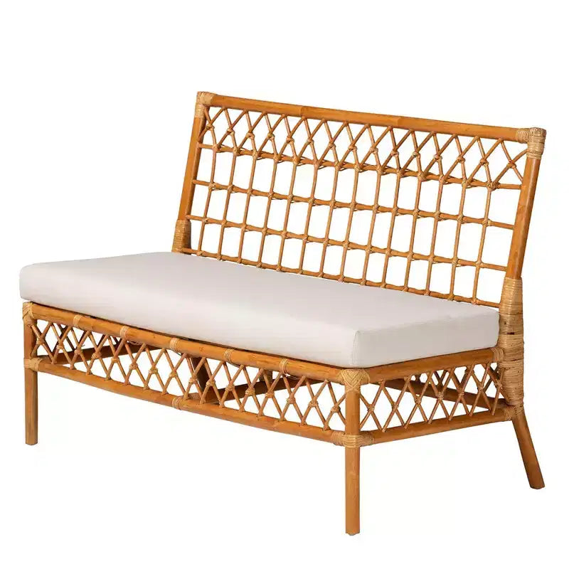 bali & pari Set Panca ad Angolo da Pranzo in Rattan Capella 3 Pezzi Bianco/Miele Chiaro: Fatto a Mano, Imbottito in Schiuma, Nessun Montaggio Richiesto