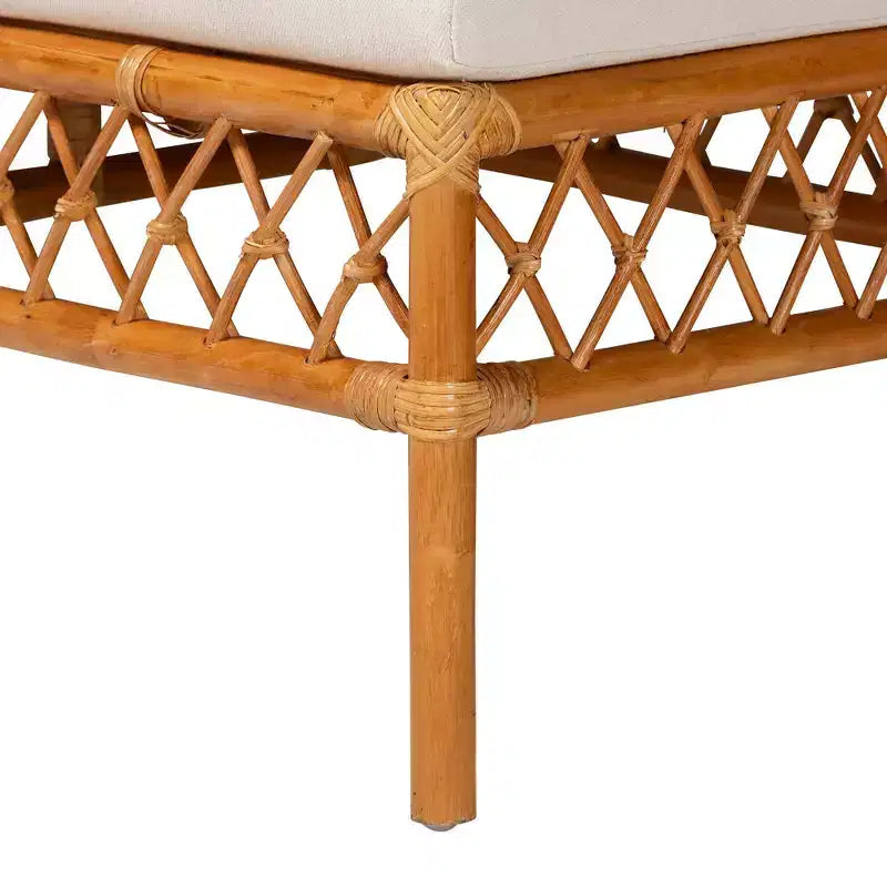 bali & pari Set Panca ad Angolo da Pranzo in Rattan Capella 3 Pezzi Bianco/Miele Chiaro: Fatto a Mano, Imbottito in Schiuma, Nessun Montaggio Richiesto