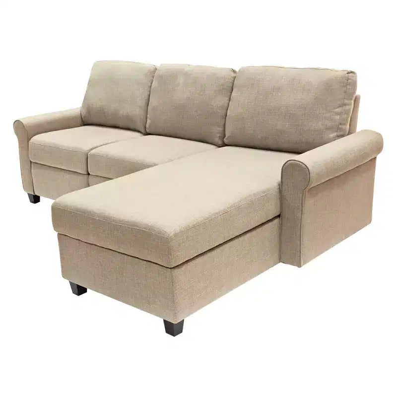 Serta Copenhagen Reclining Sectional with Right Storage Chaise Beige : Microfiber Upholstery, Wood Frame, Spot Clean