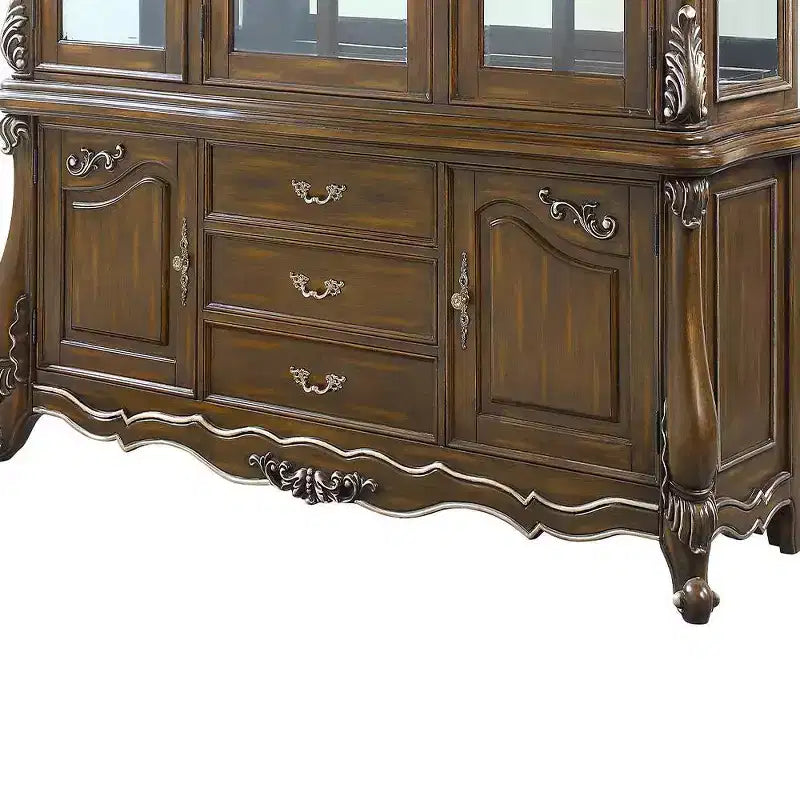 Armadietto decorativo Latisha da 76" rovere antico - Acme Furniture: Nessun assemblaggio, Vetro temperato, 5 cassetti