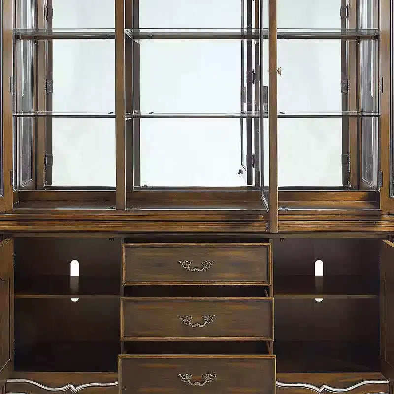 Armadietto decorativo Latisha da 76" rovere antico - Acme Furniture: Nessun assemblaggio, Vetro temperato, 5 cassetti