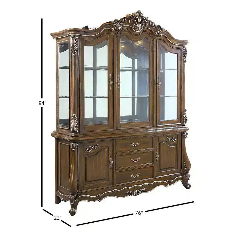 Armadietto decorativo Latisha da 76" rovere antico - Acme Furniture: Nessun assemblaggio, Vetro temperato, 5 cassetti