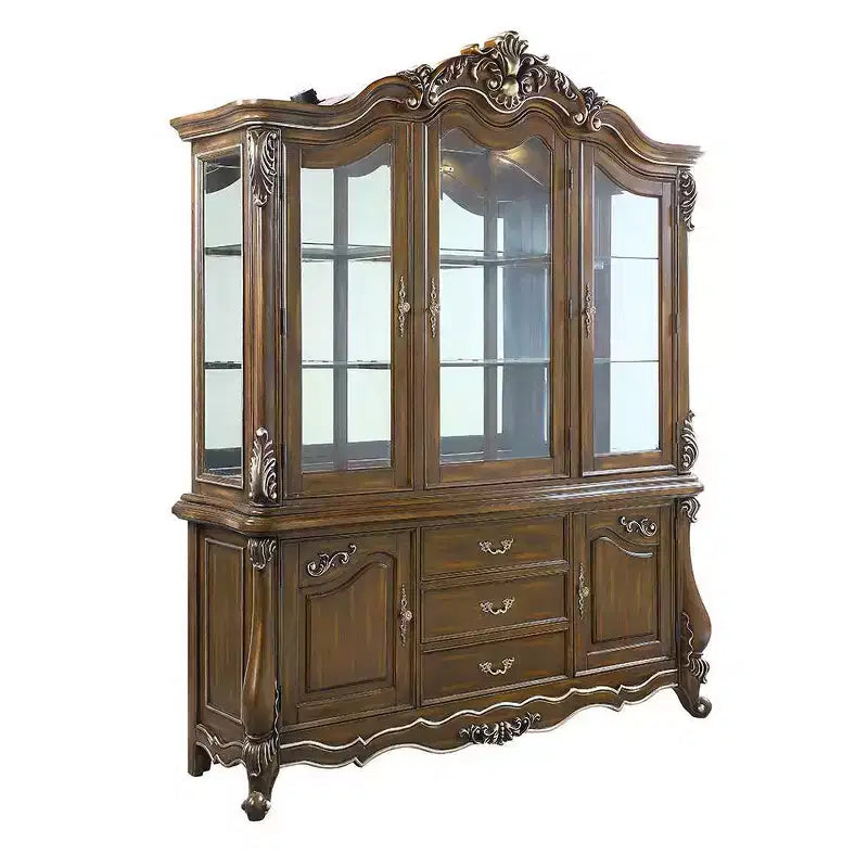 Armadietto decorativo Latisha da 76" rovere antico - Acme Furniture: Nessun assemblaggio, Vetro temperato, 5 cassetti