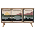 Storied Home Mango Wood Console Cream Pattern: Woven Rope Doors, Divided Storage, No Tools Assembly