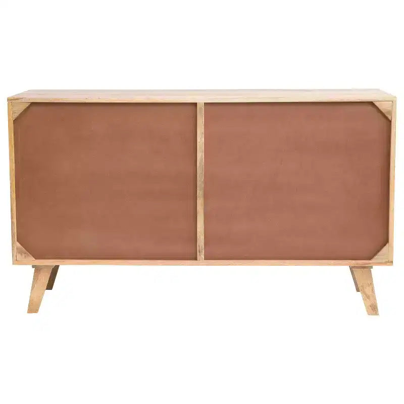 Storied Home Consolle in Legno di Mango, Motivo Crema: Ante in Corda Intrecciata, Vano Contenitore Diviso, Montaggio Senza Attrezzi