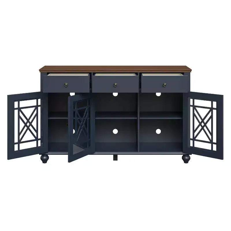 Mobile credenza/buffet Festivo 55" con cassetti, stile vintage, blu navy
