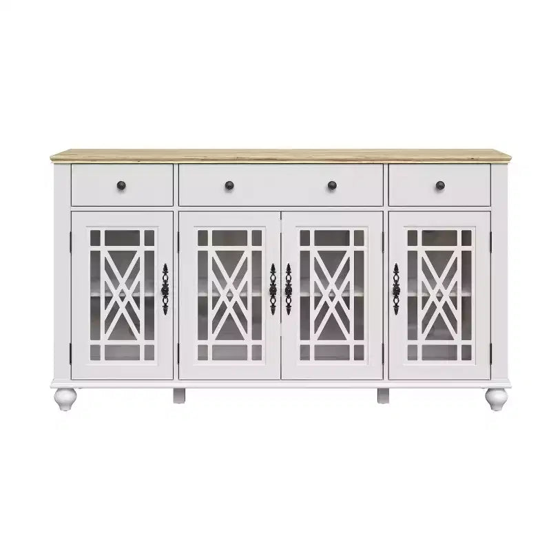 Festivo 63" Vintage Style Storage Accent Buffet Sideboard Cabinet with Drawers White
