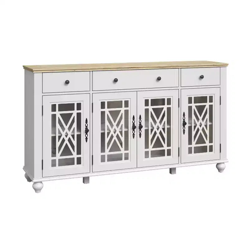 Festivo Credenza/Buffet da appoggio con cassetti, stile vintage, 63" - Bianco