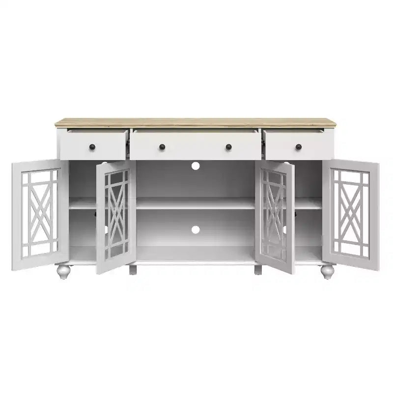 Festivo Credenza/Buffet da appoggio con cassetti, stile vintage, 63" - Bianco