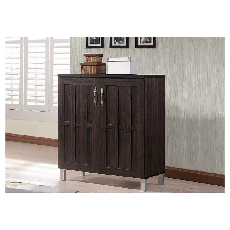 Baxton Studio Excel Credenza Moderna e Contemporanea - Marrone Scuro: Ripiani Fissi, Composito di Legno, Mobili da Cucina