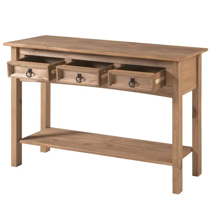 Wood Hall Table Console 3 Drawers Corona | Furniture Dash - N/A