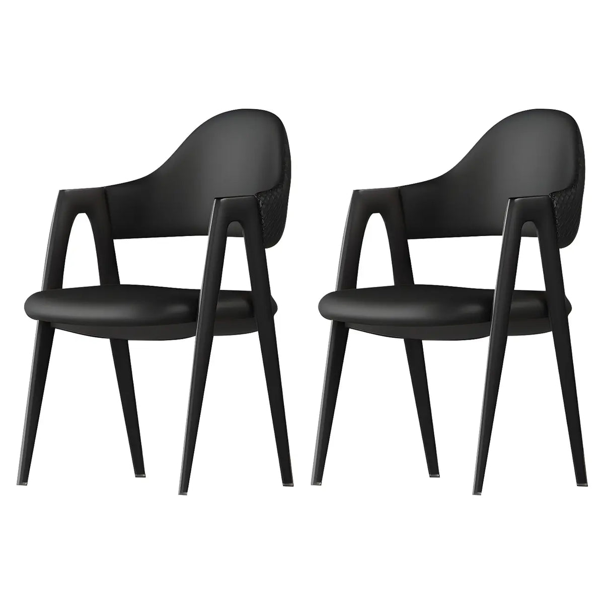 Modern Leather Curved Open Back Arm Dining Chair