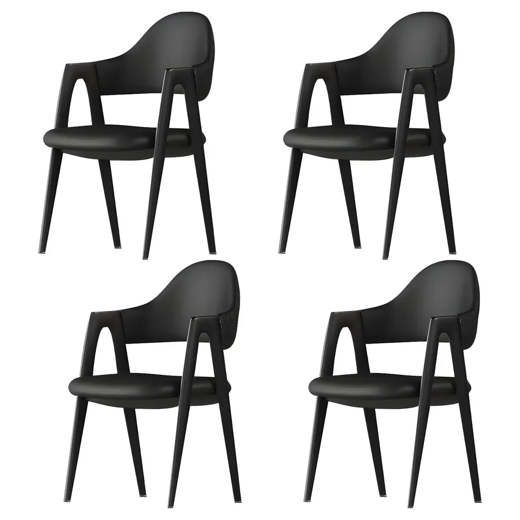 Modern Leather Curved Open Back Arm Dining Chair