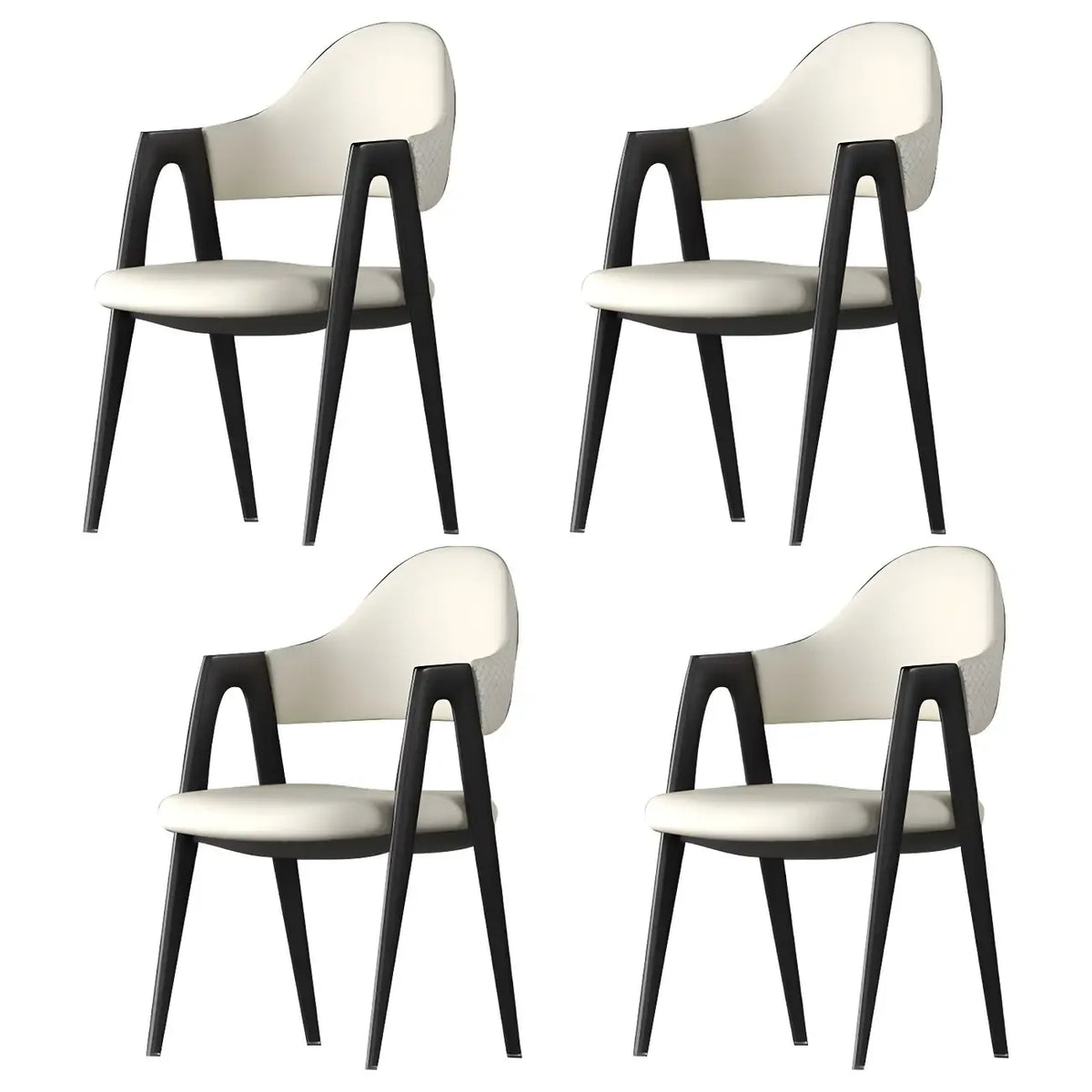Modern Leather Curved Open Back Arm Dining Chair