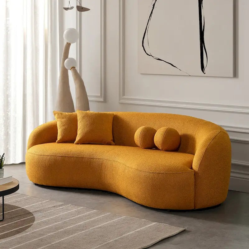 Blaine Japandi Style Luxury Modern Boucle Fabric Curved Sofa