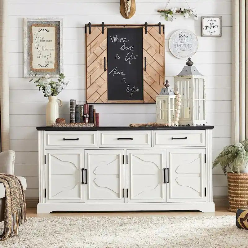 Farmhouse Buffet Sideboard Cabinet,Coffee Bar Wine Bar for Dining Room - N/A