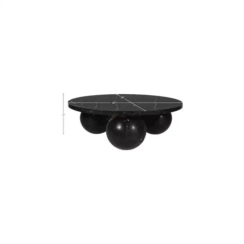 Round Marble Coffee Table with Sphere Legs, Multicolor, Seats 4??