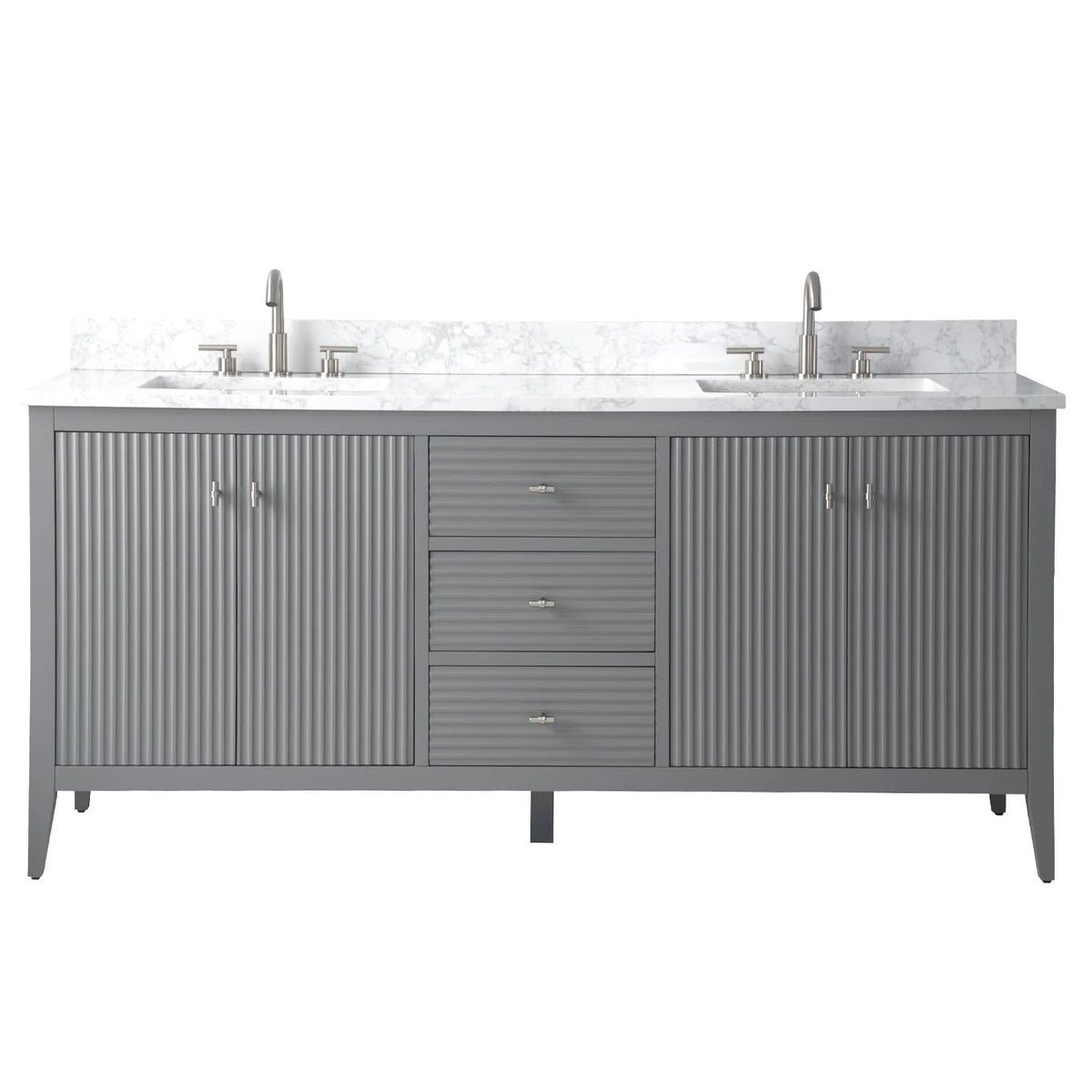 Vanity Art 72 Double Sink Bathroom Vanity Cabinet with Engineered Marble Top