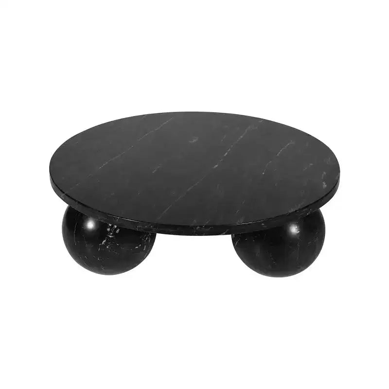 Round Marble Coffee Table with Sphere Legs, Multicolor, Seats 4??
