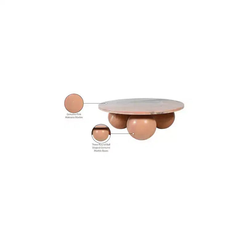 Round Marble Coffee Table with Sphere Legs, Multicolor, Seats 4??