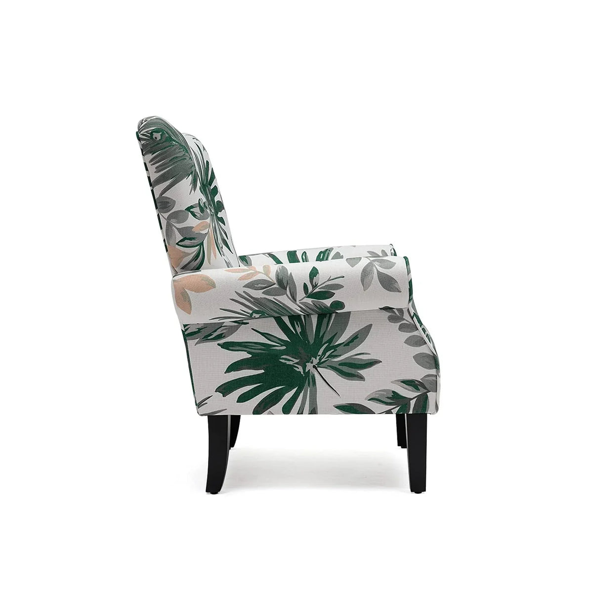 Erommy Modern Accent Chair, High Back Armchair, Upholstered Fabric Button Single Sofa with Wooden Legs for Living Room
