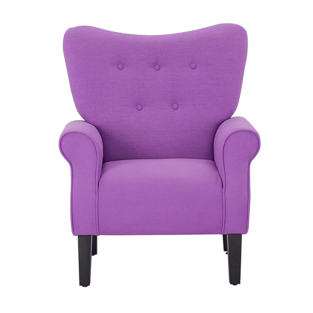 Erommy Modern Accent Chair, High Back Armchair, Upholstered Fabric Button Single Sofa with Wooden Legs for Living Room