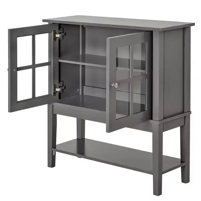 HOMCOM Credenza da cucina e mobile a buffet con 2 ante in vetro e ripiani contenitori