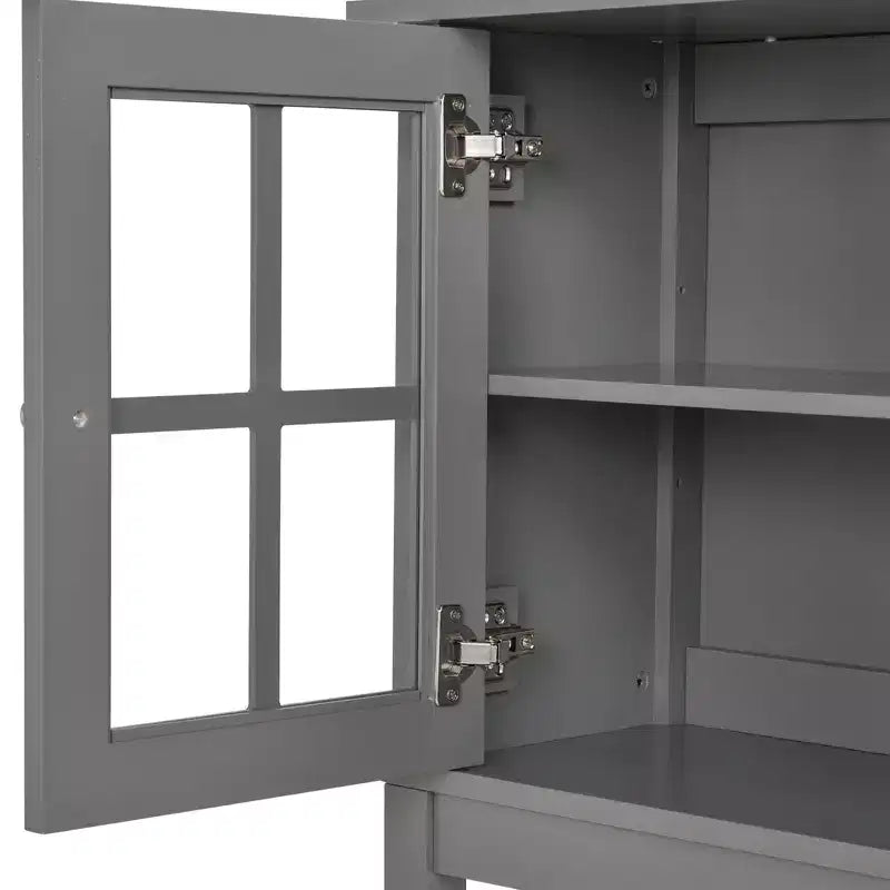HOMCOM Credenza da cucina e mobile a buffet con 2 ante in vetro e ripiani contenitori