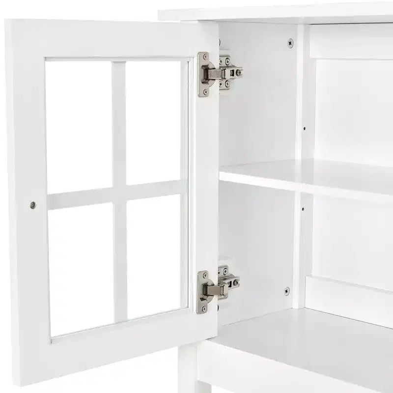 HOMCOM Credenza da cucina e mobile a buffet con 2 ante in vetro e ripiani contenitori