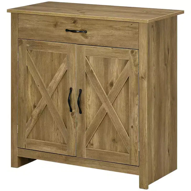 HOMCOM Buffet de style porte de grange 32", armoire de rangement pour bar à café, meuble d'entrée ou de salon
