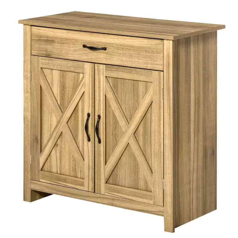 HOMCOM Buffet de style porte de grange 32", armoire de rangement pour bar à café, meuble d'entrée ou de salon