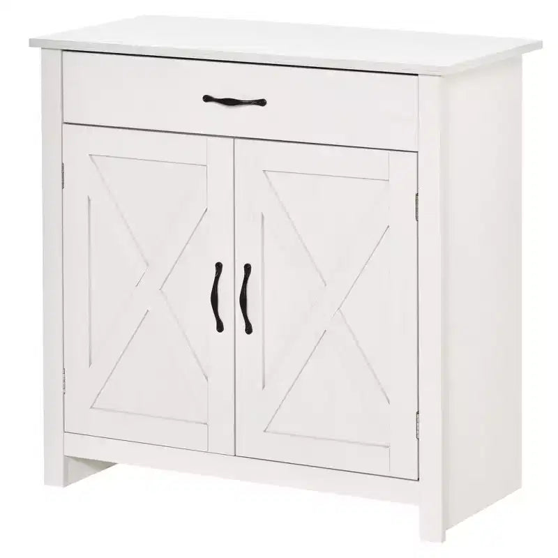 HOMCOM Buffet de style porte de grange 32", armoire de rangement pour bar à café, meuble d'entrée ou de salon