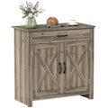 HOMCOM 32 Farmhouse Barn Door Style Sideboard, Buffet Storage Cabinet Coffee Bar for Living Room or Entryway