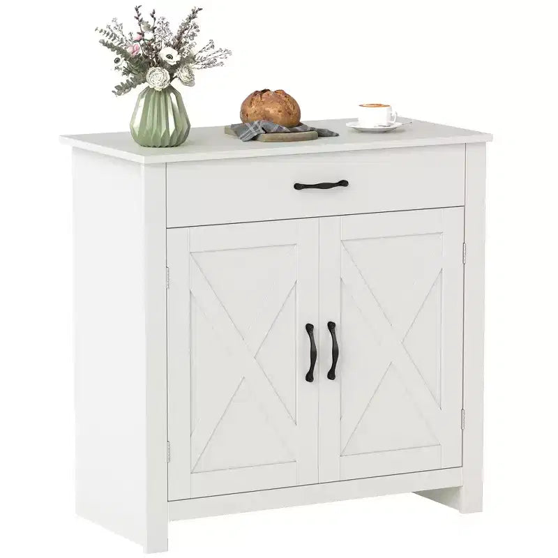 HOMCOM Credenza a 32 ante scorrevoli in stile rustico, buffet contenitore mobile bar per soggiorno o ingresso