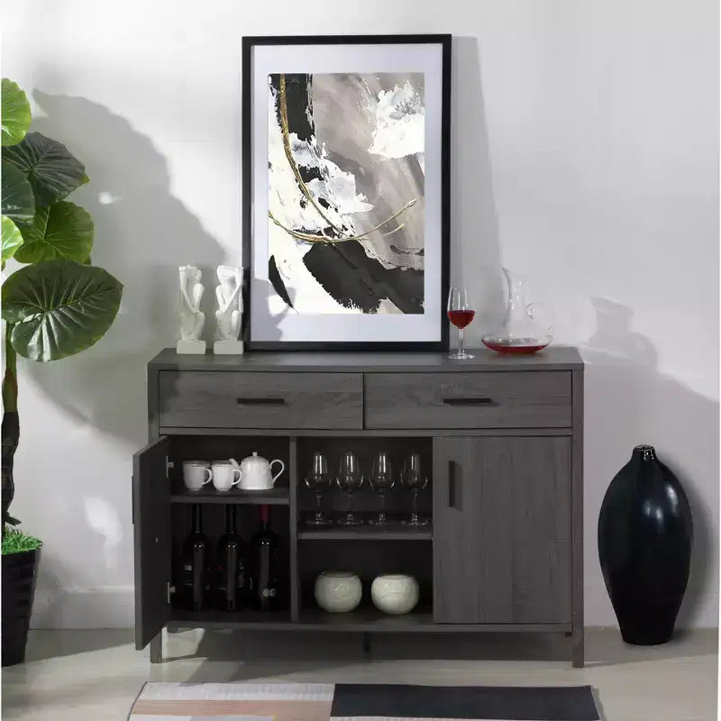 Meuble de rangement 47W FC Design, buffet de salle à manger avec deux armoires et tiroirs