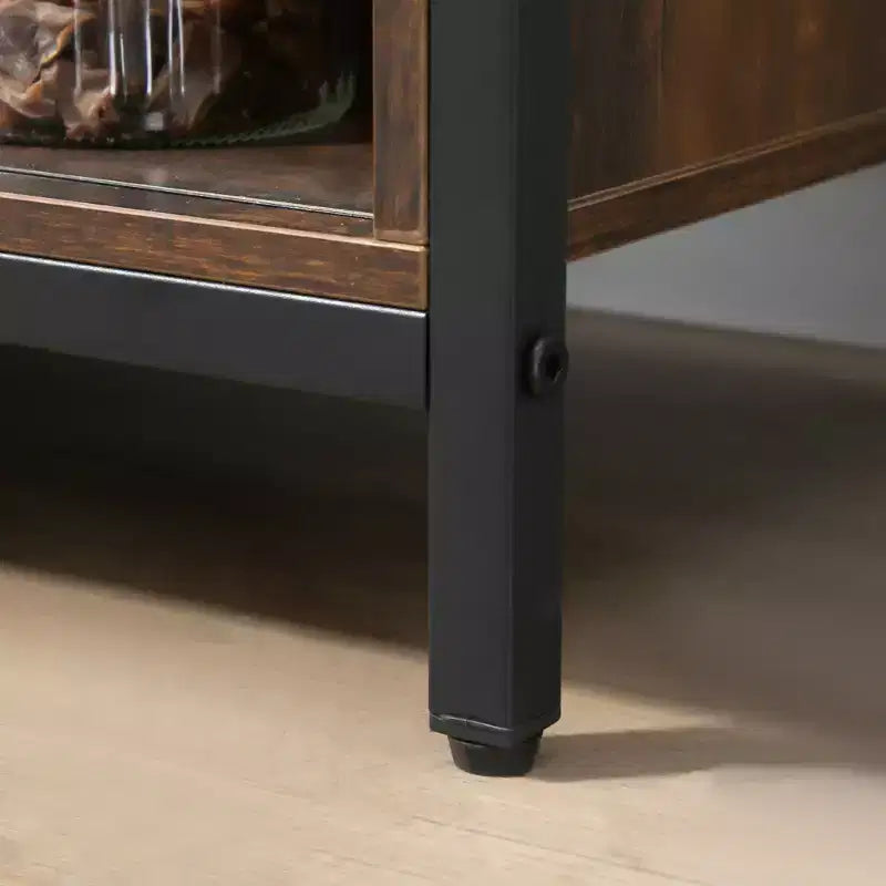 HOMCOM Madia Industriale, Credenza con Ante Scorrevoli in Stile Rustico, Mobile Contenitore con Ripiani Regolabili per Soggiorno, Mobile Bar, Marrone Rustico