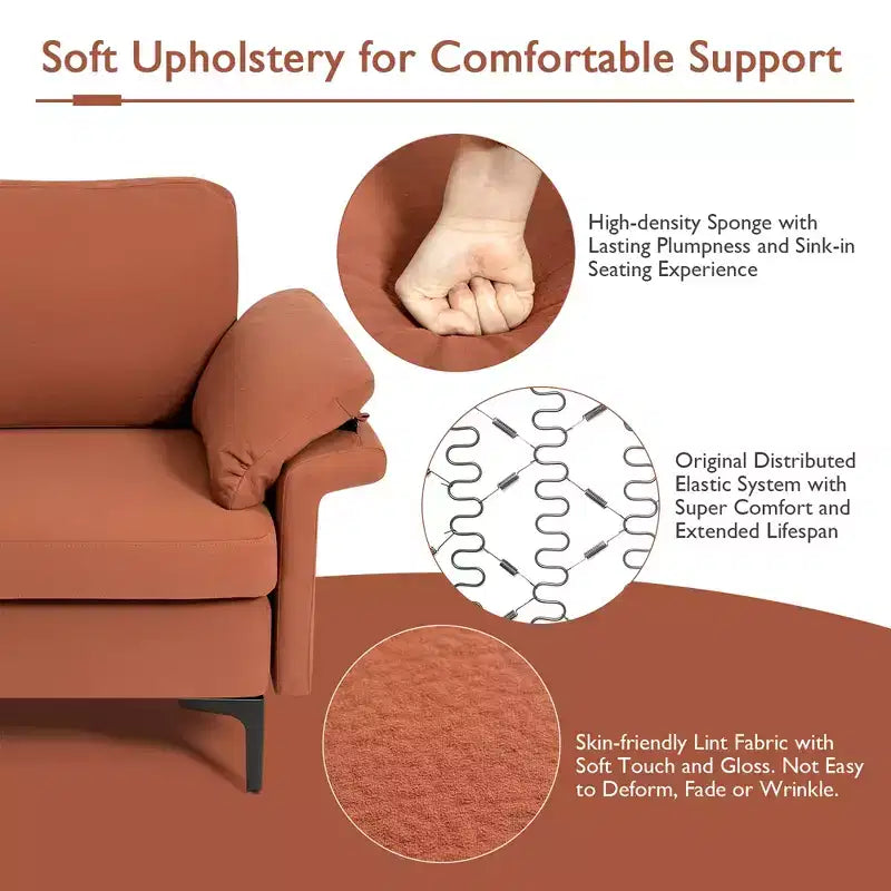 Divano Sezionale Modulare Moderno a L Costway con Chaise Longue Reversibile e 2 Porte USB