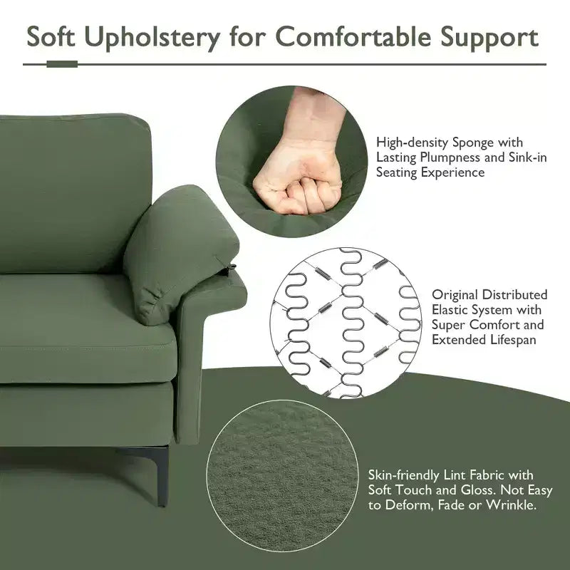Divano Sezionale Modulare Moderno a L Costway con Chaise Longue Reversibile e 2 Porte USB