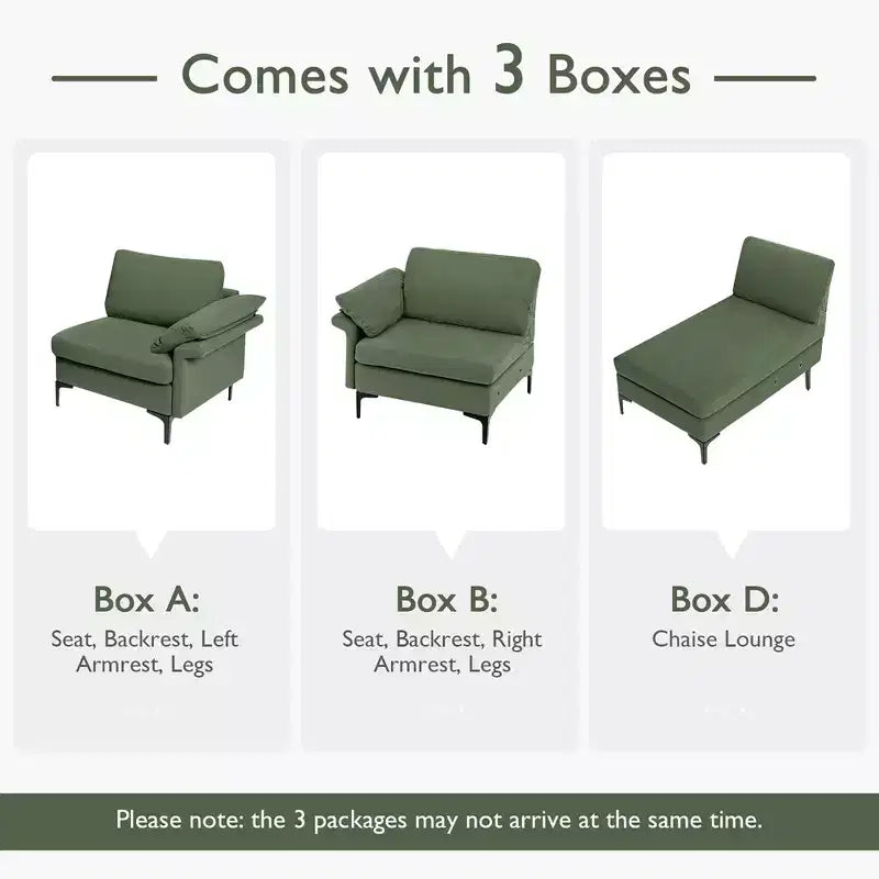 Divano Sezionale Modulare Moderno a L Costway con Chaise Longue Reversibile e 2 Porte USB