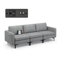 Costway Modular 3-Seat Sofa Couch w/ Socket USB Ports & Side Storage Pocket Orange\Dark Grey