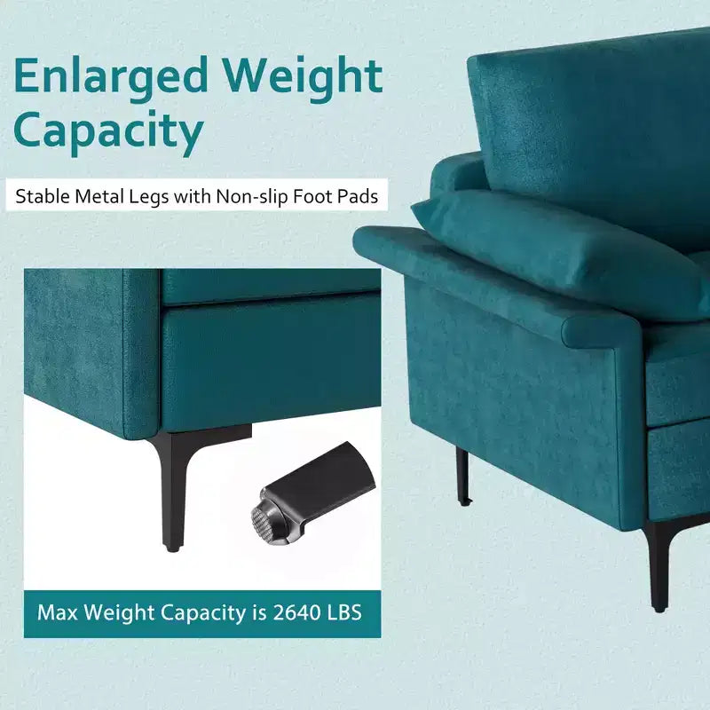 Divano Sezionale Moderno Modulare a L Costway con Chaise Longue Reversibile e 2 Porte USB