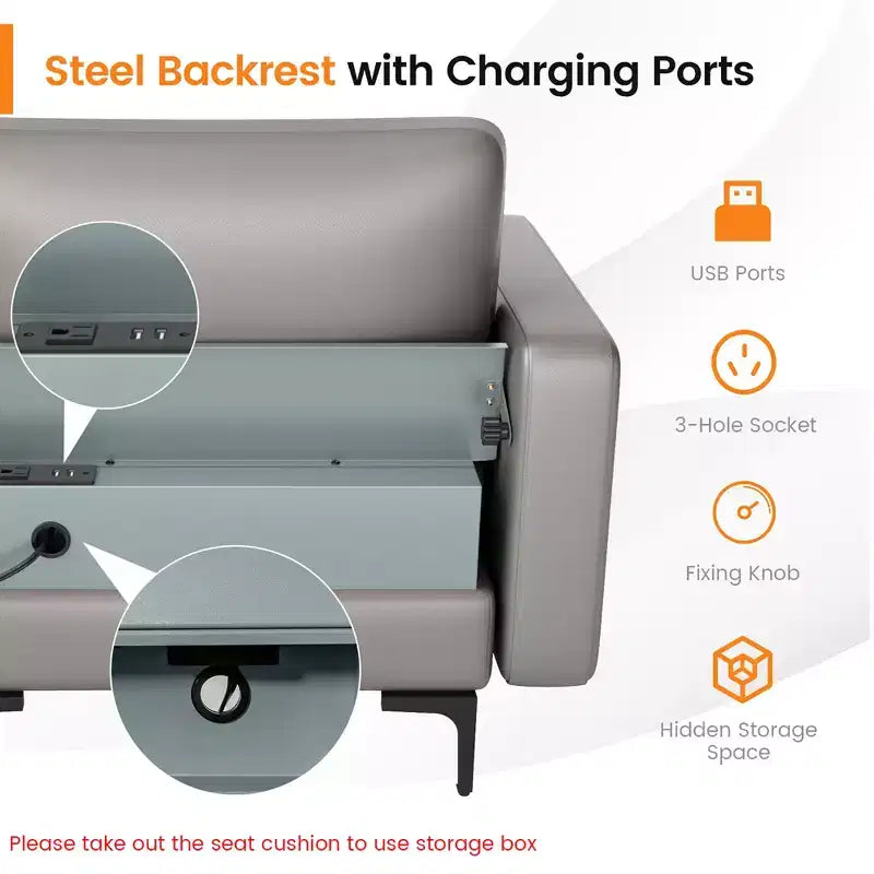 Divano componibile a L Costway con chaise longue reversibile e 4 porte USB Rosa Corallo/Grigio