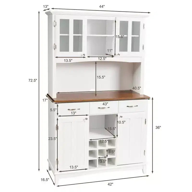 Costway Mobile Cucina Dispensa Credenza con Portabottiglie e Cassetti, Bianco